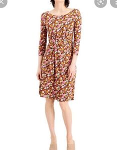 WEEKEND MAX MARA FLORAL FAUX WRAP TIE BACK DRESS EUC